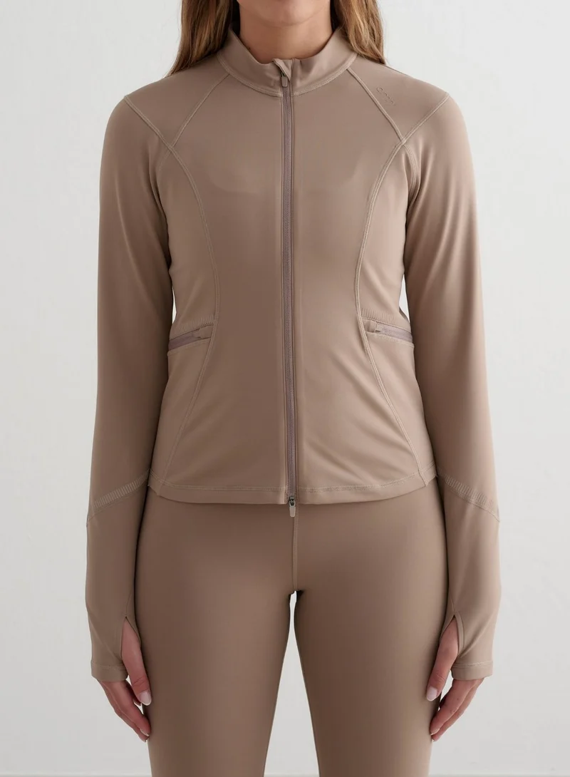 Espresso Reflective Warming Zip Jacket