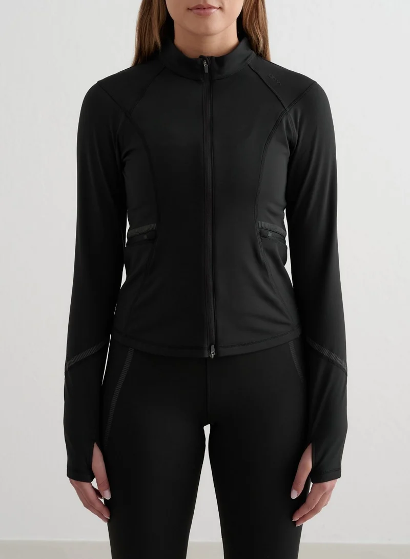 Black Reflective Warming Zip Jacket