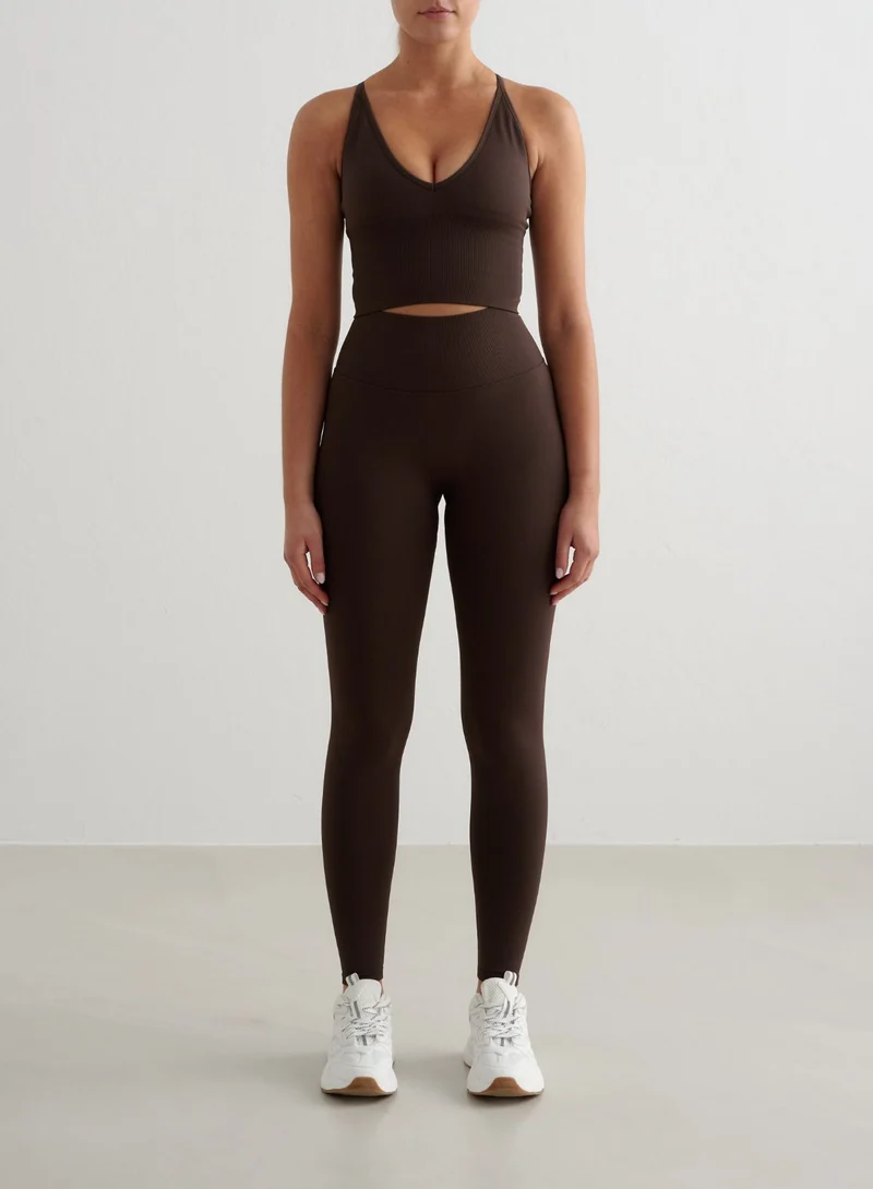 Chocolate Shape Seamless Tights & Cross Back Bralette Set