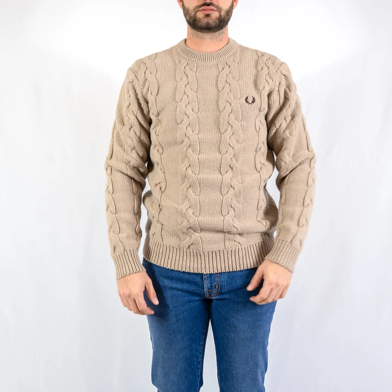 Chuncky cable knit jumper - warm oat