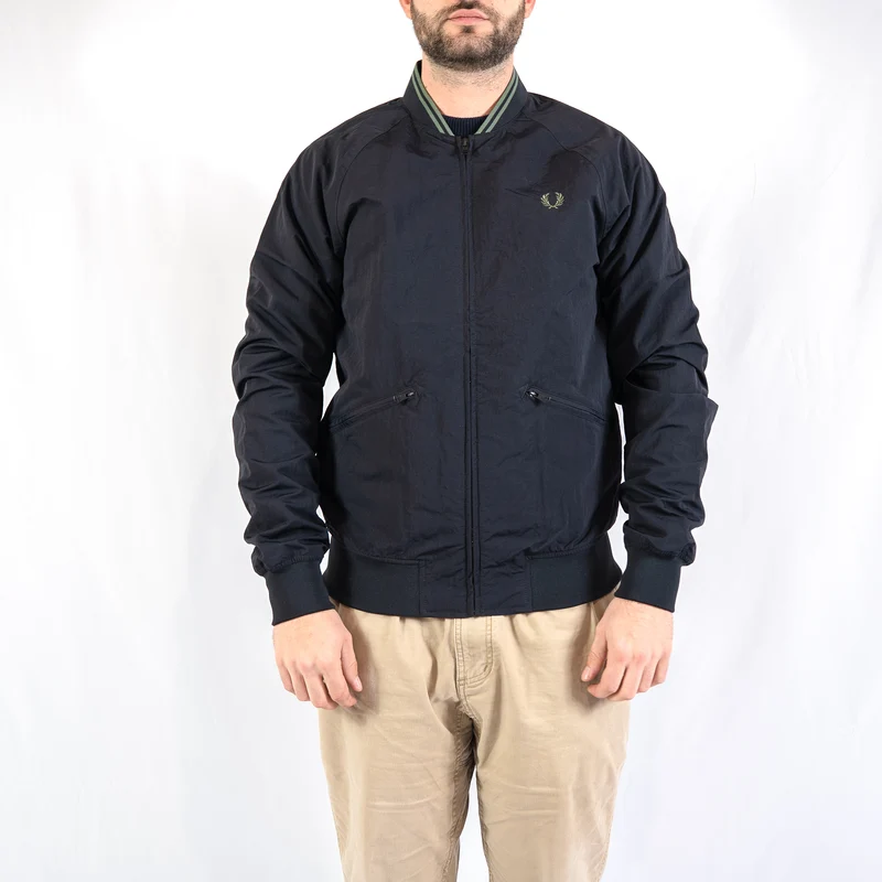 Tipped Taslan tennis bomber jk - black