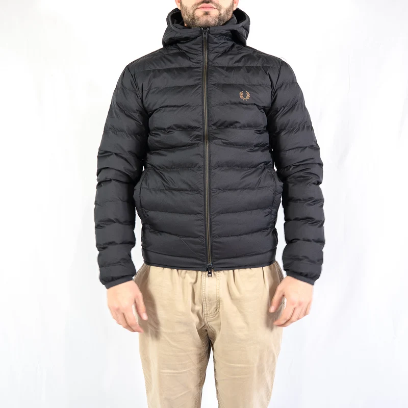 Hooded insulated jacket - black
