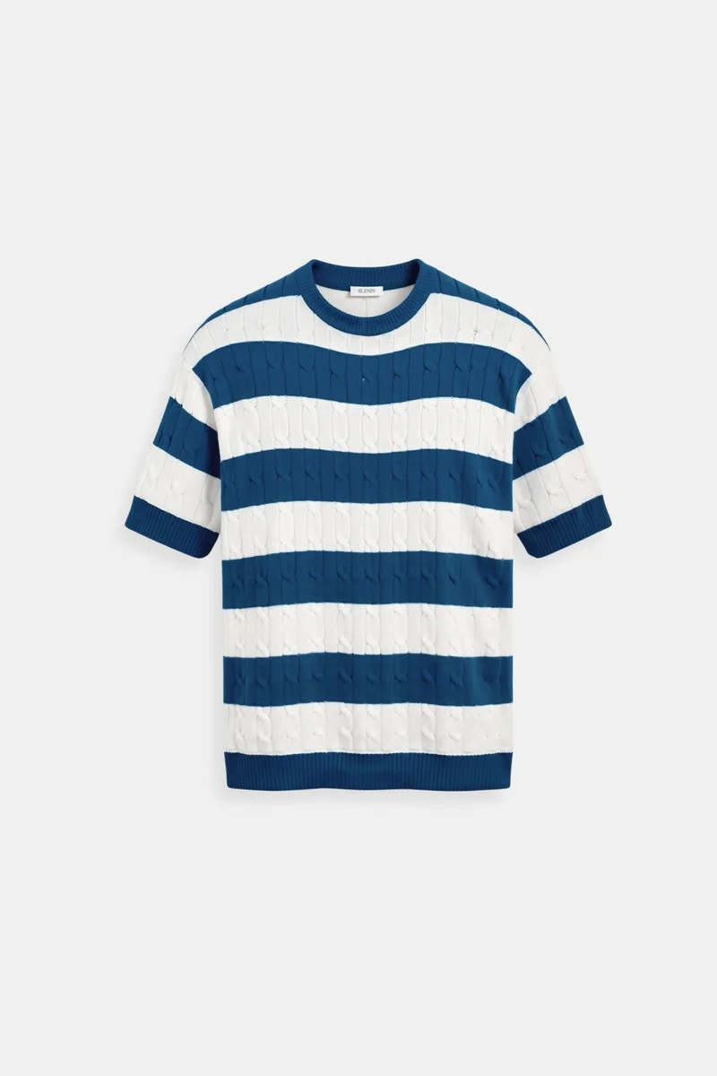 Gestreepte herenpullover met korte mouwen – Stijlvol & Comfortabel