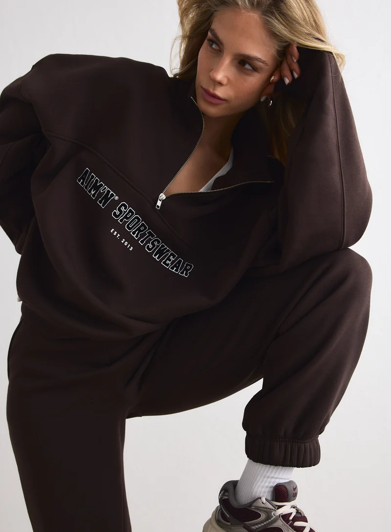 Chocolate Varsity Sweat Half Zip
