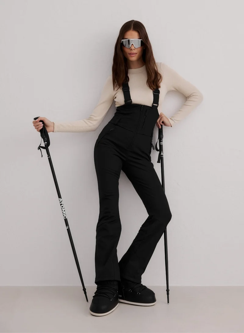 Black Stretch Thermo Bib Pants