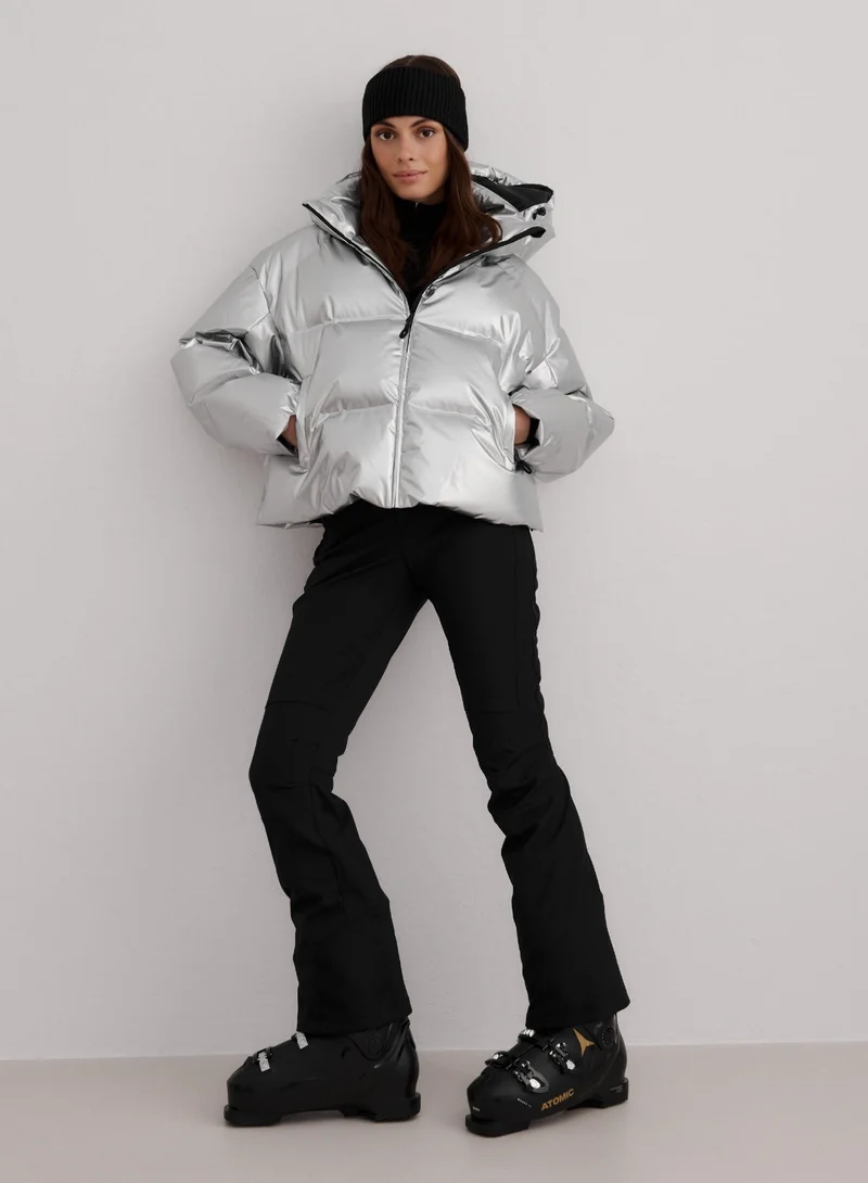 Silver Cortina Glossy Puffer Jacket