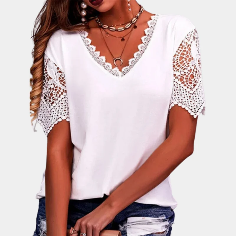 Harriet™ Dames V-Hals Top met Kantmouwen
