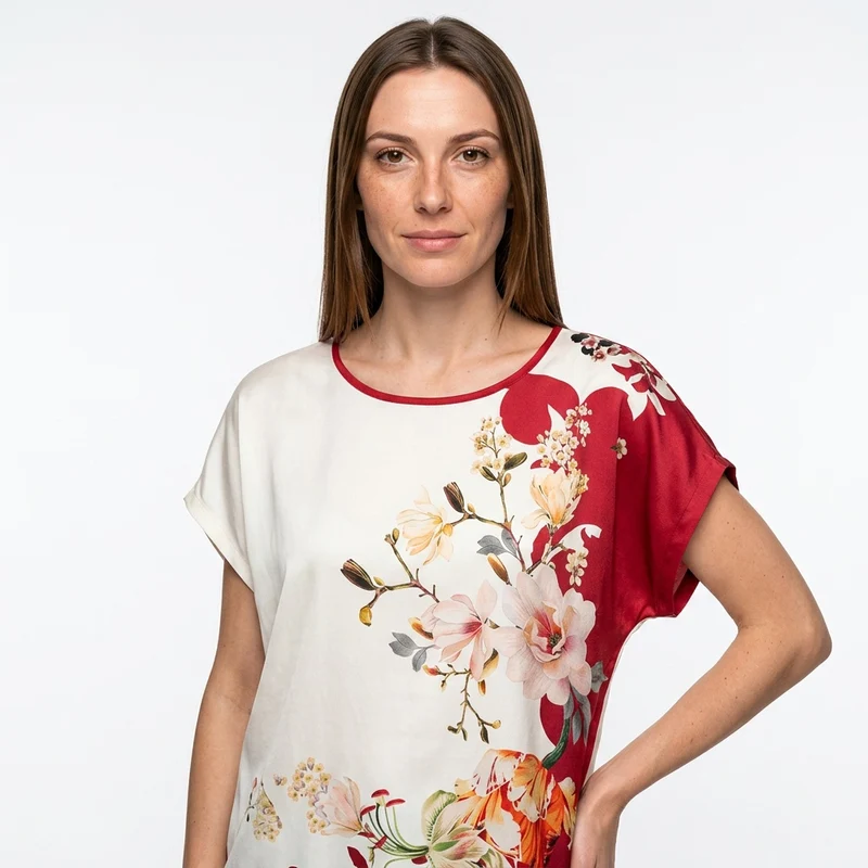 Bloemenprint Top met Korte Mouwen