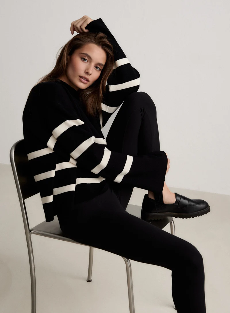 Black Stripe Perfect Knit Long Sleeve