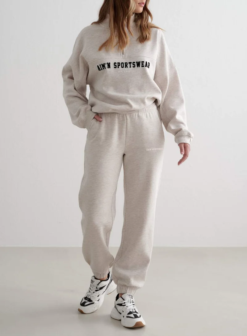Beige Melange Classic Sweatpants