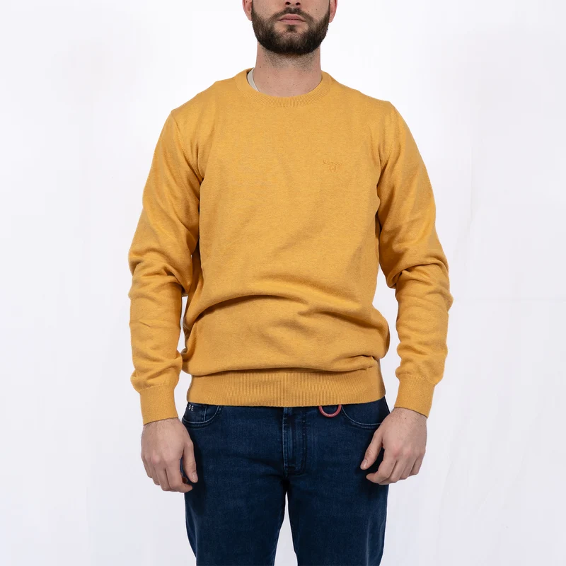Barbour Pima Cotton Crew Neck Jumper Honey Gold – Pull homme casual chic
