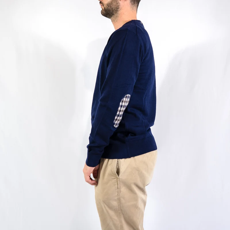 Extrafine merino wool patches knit - navy