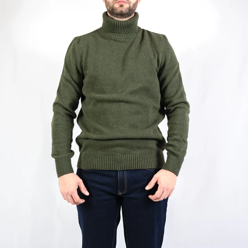 Kelp roll neck jumper - olive