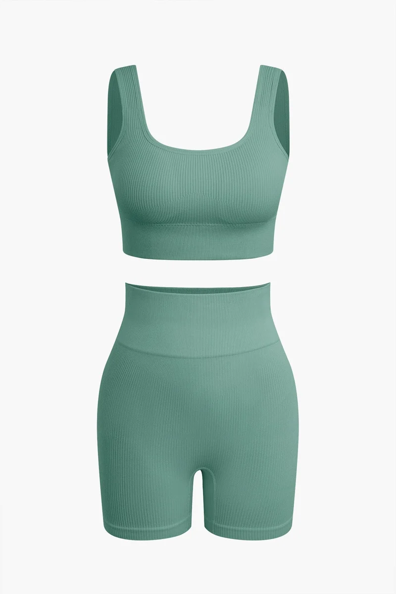Elaine | Naadloos Sportset met Crop-Top & Yoga Shorts