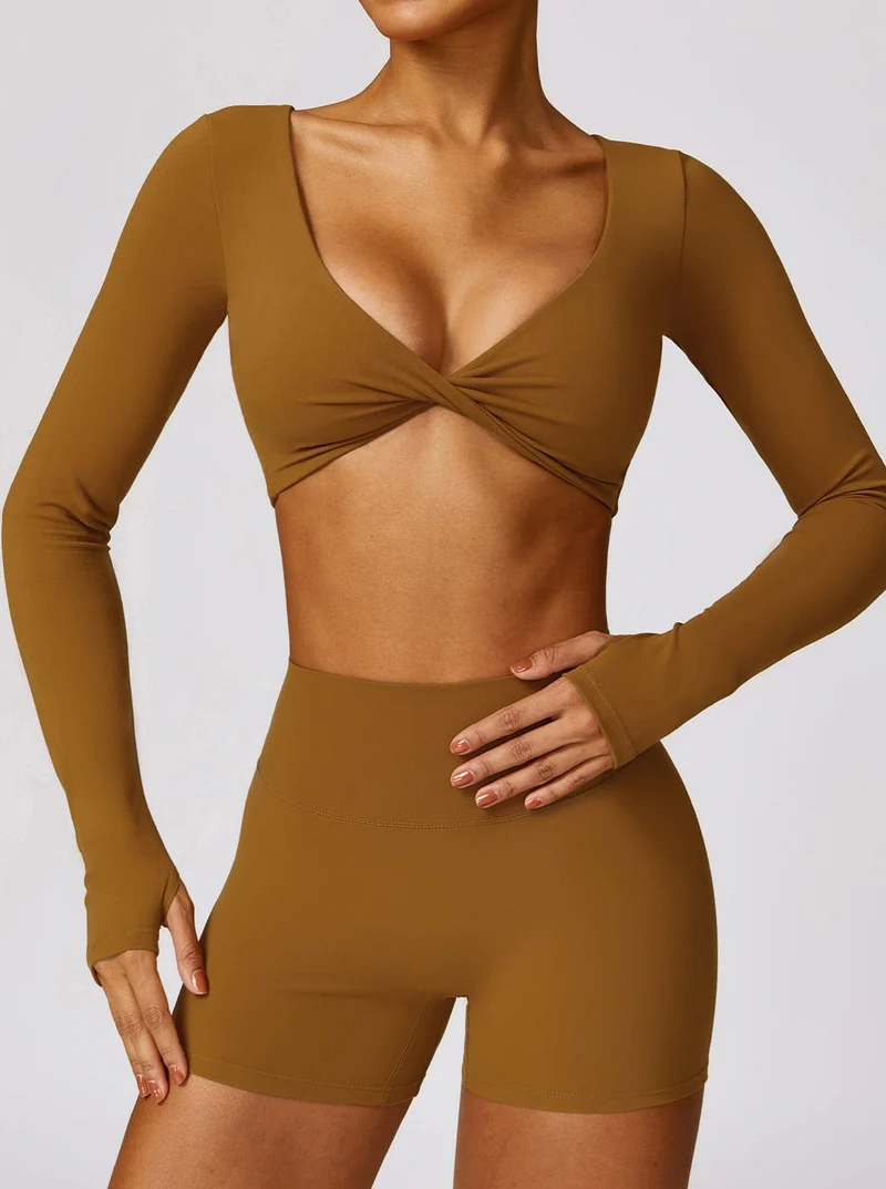 Athlina | Naadloos Langarm-Crop-Top voor Sport & Vrije Tijd