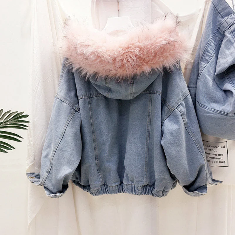 Dames Trendy Denim Winterjas – Warm & Stijlvol voor de Winter