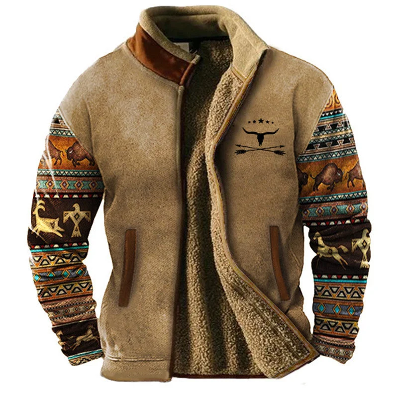 Gevoerde Jas – Tribal Patroon – Met Rits – Voor Mannen
