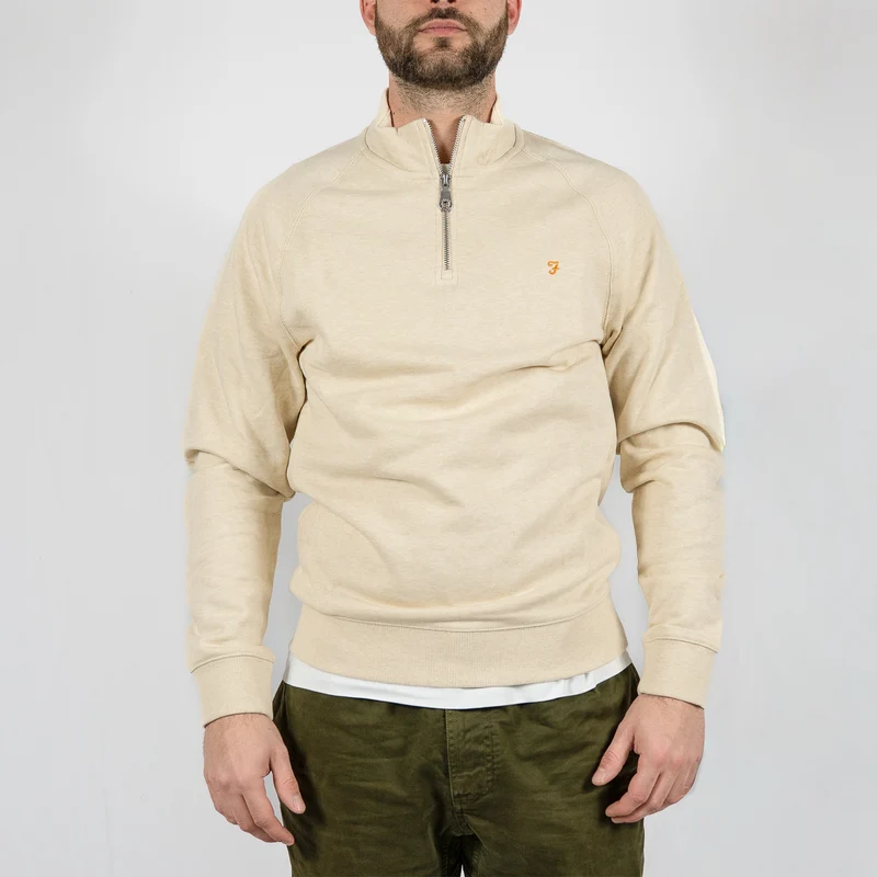 Jim 1/4 zip - birch grey marl