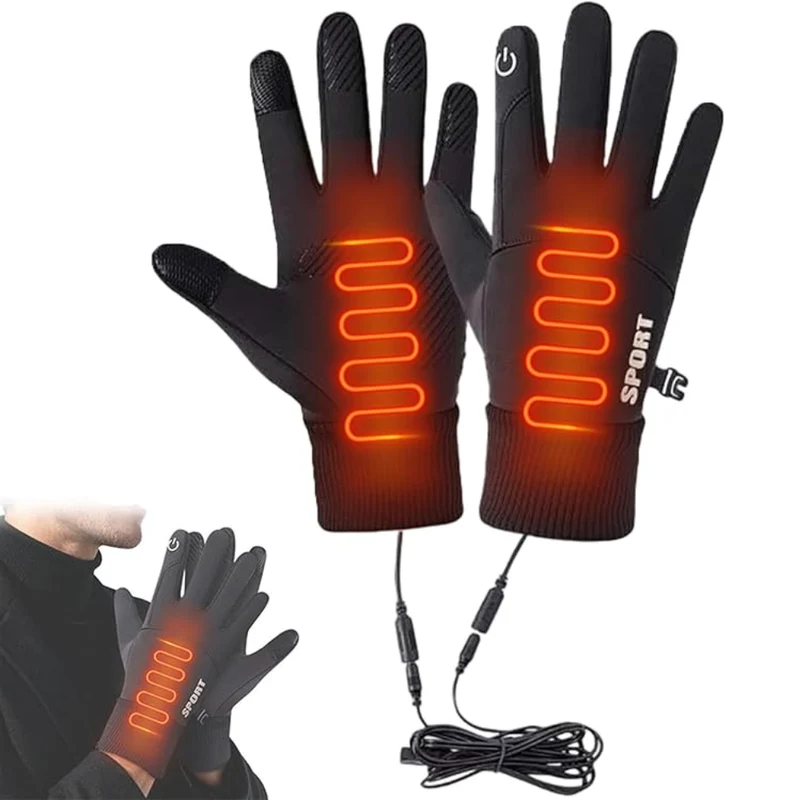 Verwarmde Herenhandschoenen – Touchscreen Vingertoppen – Antislip Grip