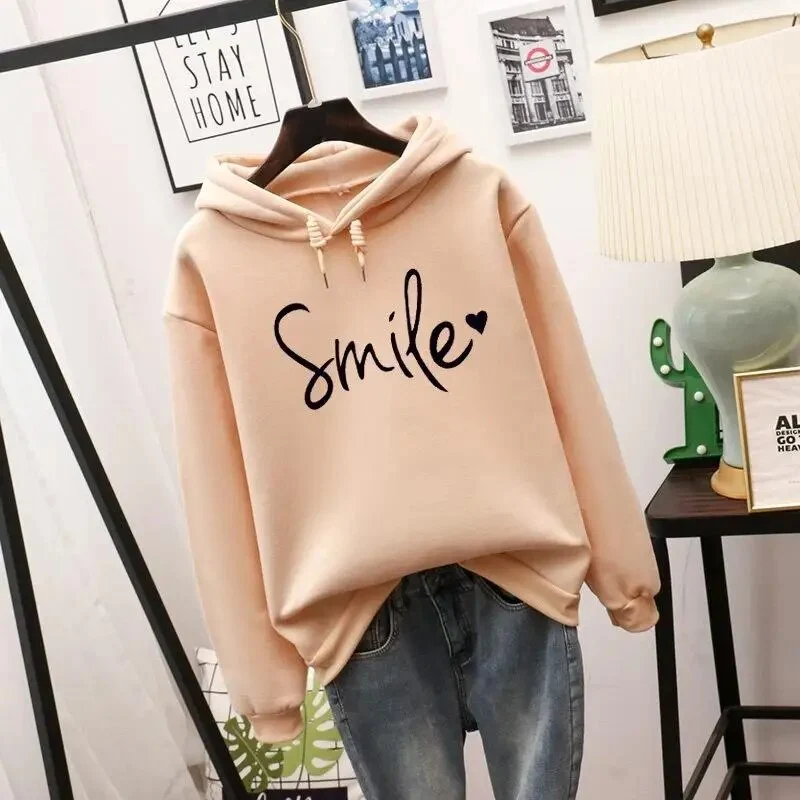 Hoodie Dames – "Smile" Print – Zachte stof – Voor dagelijks gebruik en comfort