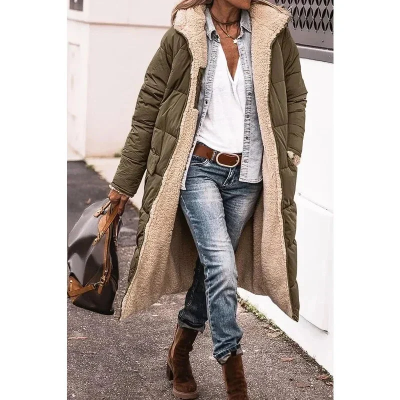 Dames Lange Pufferjas met Capuchon - Warmte en Stijl