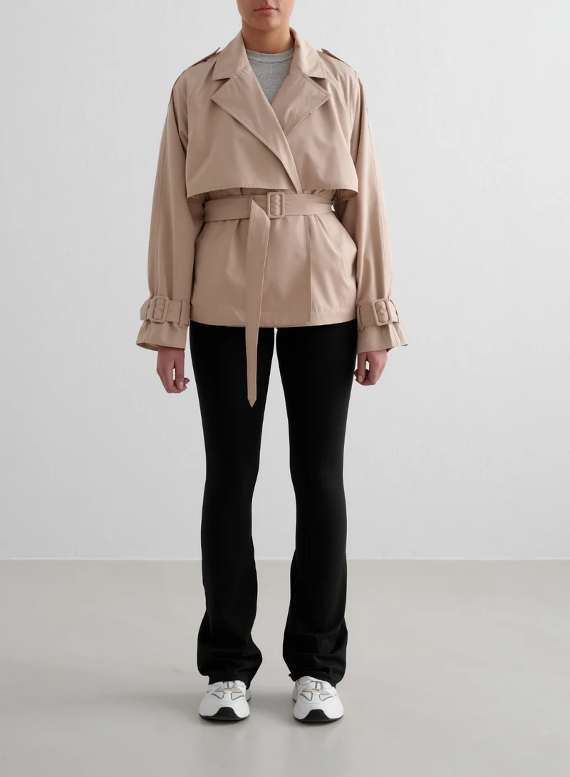 Beige Recycled Tech Trench Jacket