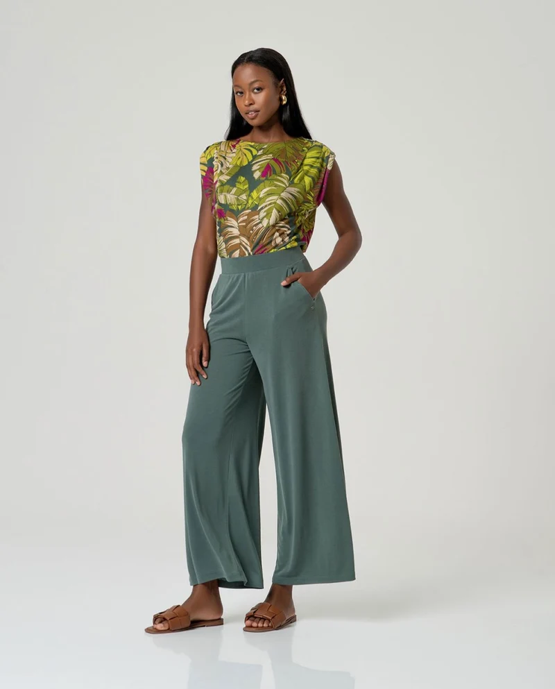 Surkana Wide Leg Pants Bottle green
