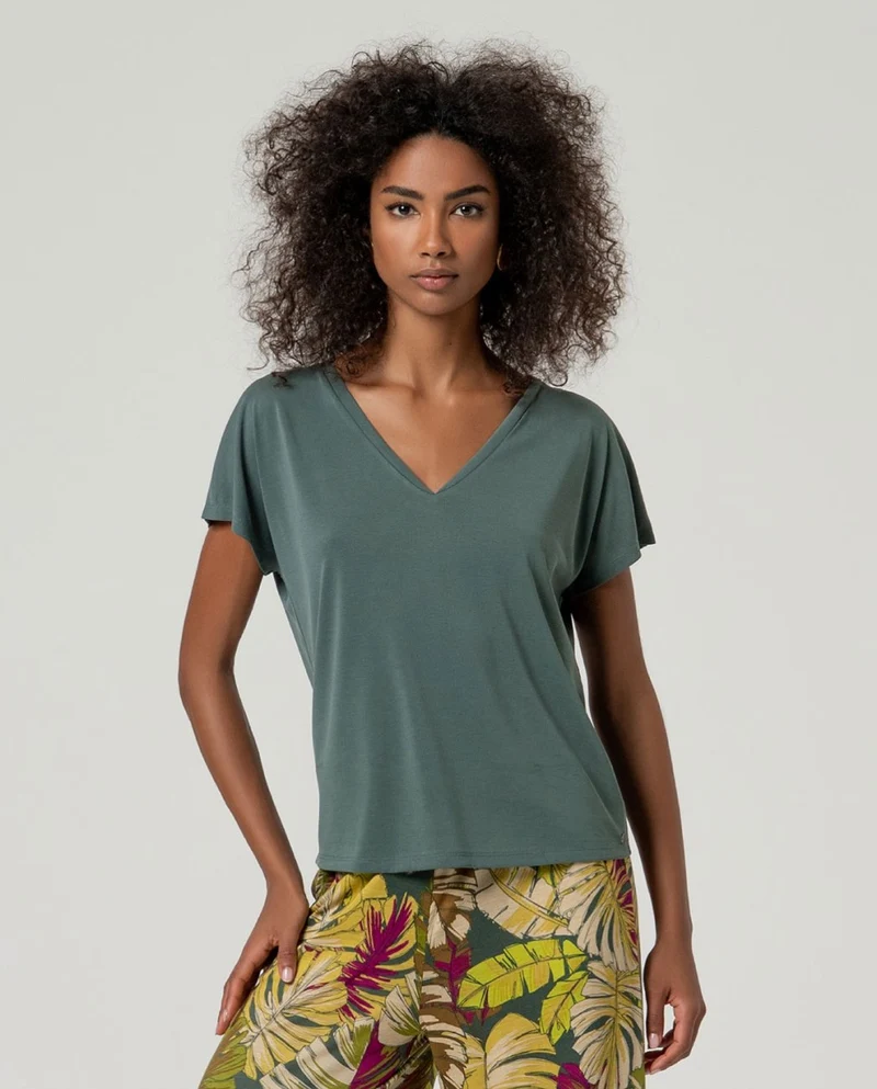 Surkana Sleeveless V-Neck T-Shirt Bottle green