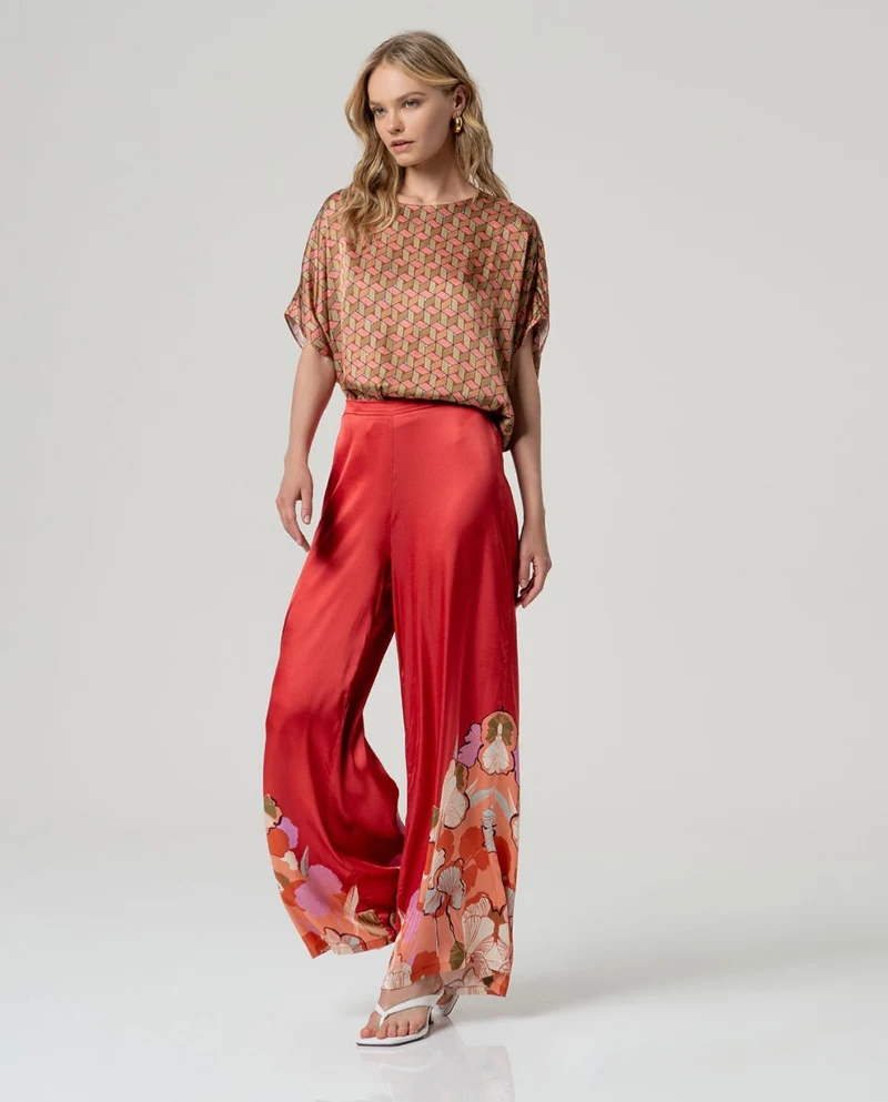 Surkana Positional Print Pants Red