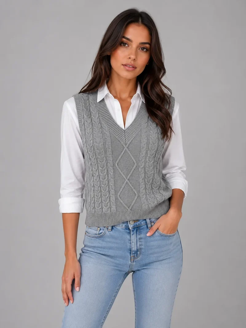 Melisande | Kabelgebreide Spencer met V-Hals
