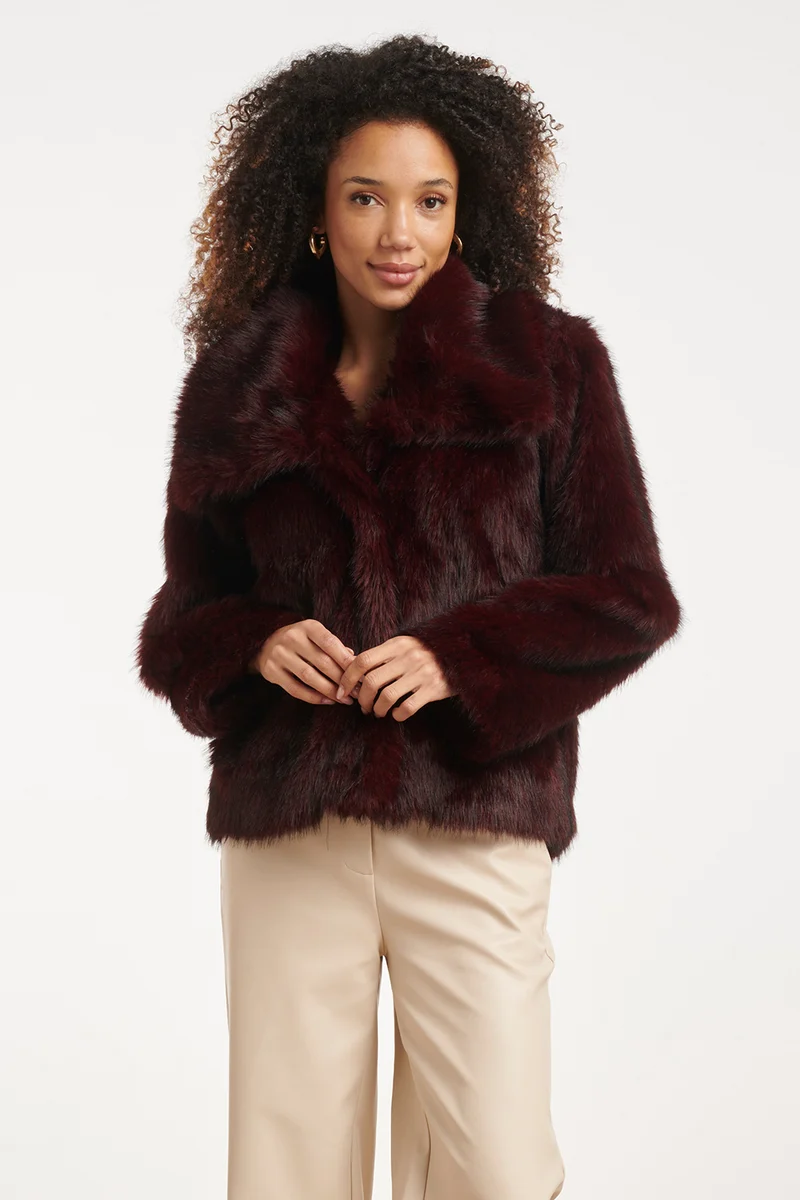Luxe Faux Fur Jas | Bordeaux
