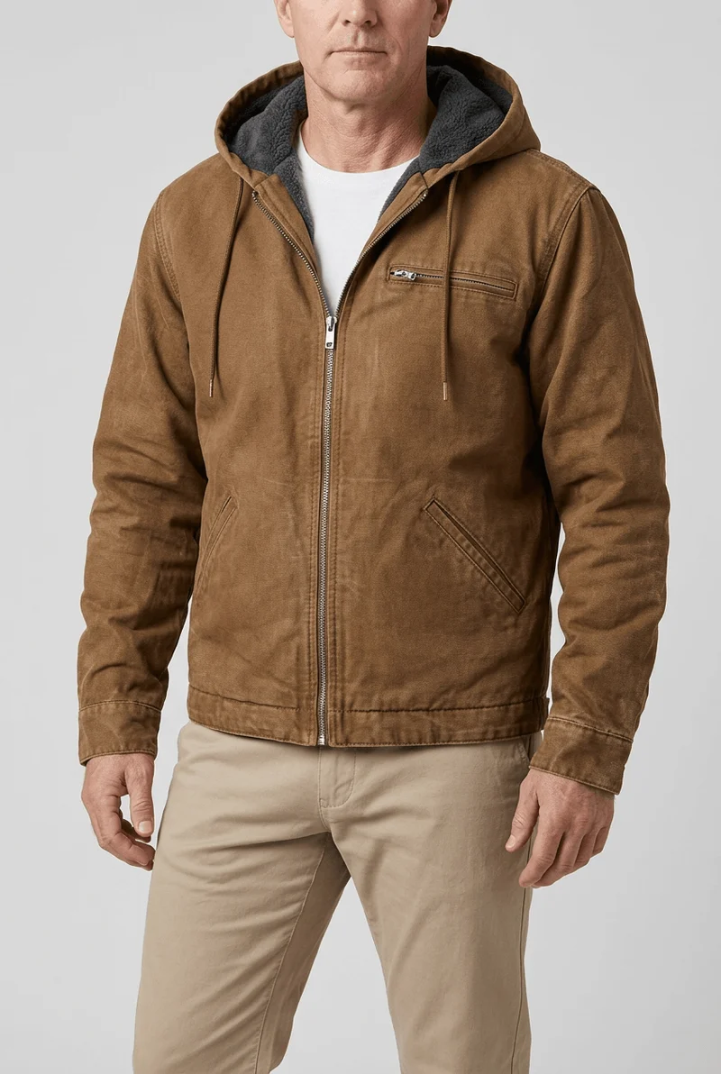 Heren Jas met Capuchon | Ritssluiting & Borstzak