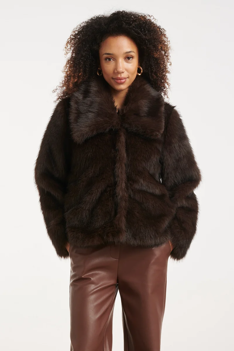 Luxe Faux Fur Jas | Dark Brown