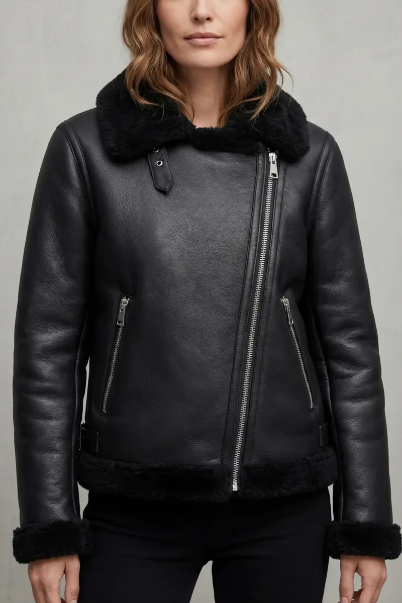 Valerisse | Shearling Bikerjack met Asymmetrische Rits