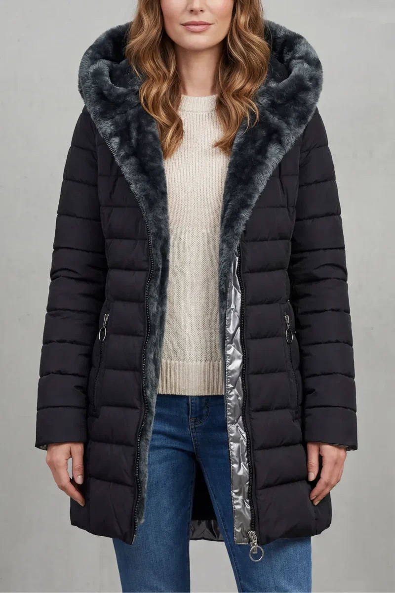 Marguerite | Gewatteerde Winterjas met Bontcapuchon