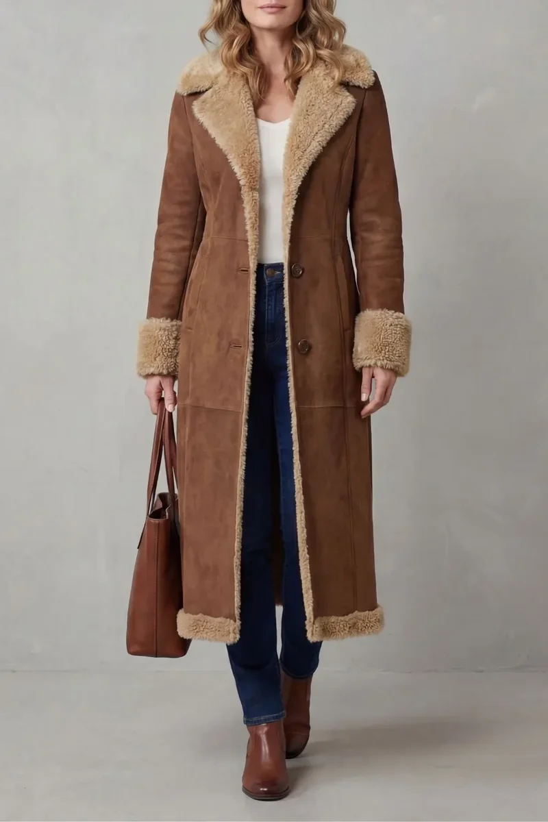 Elize | Lange Winterjas met Shearling Voering