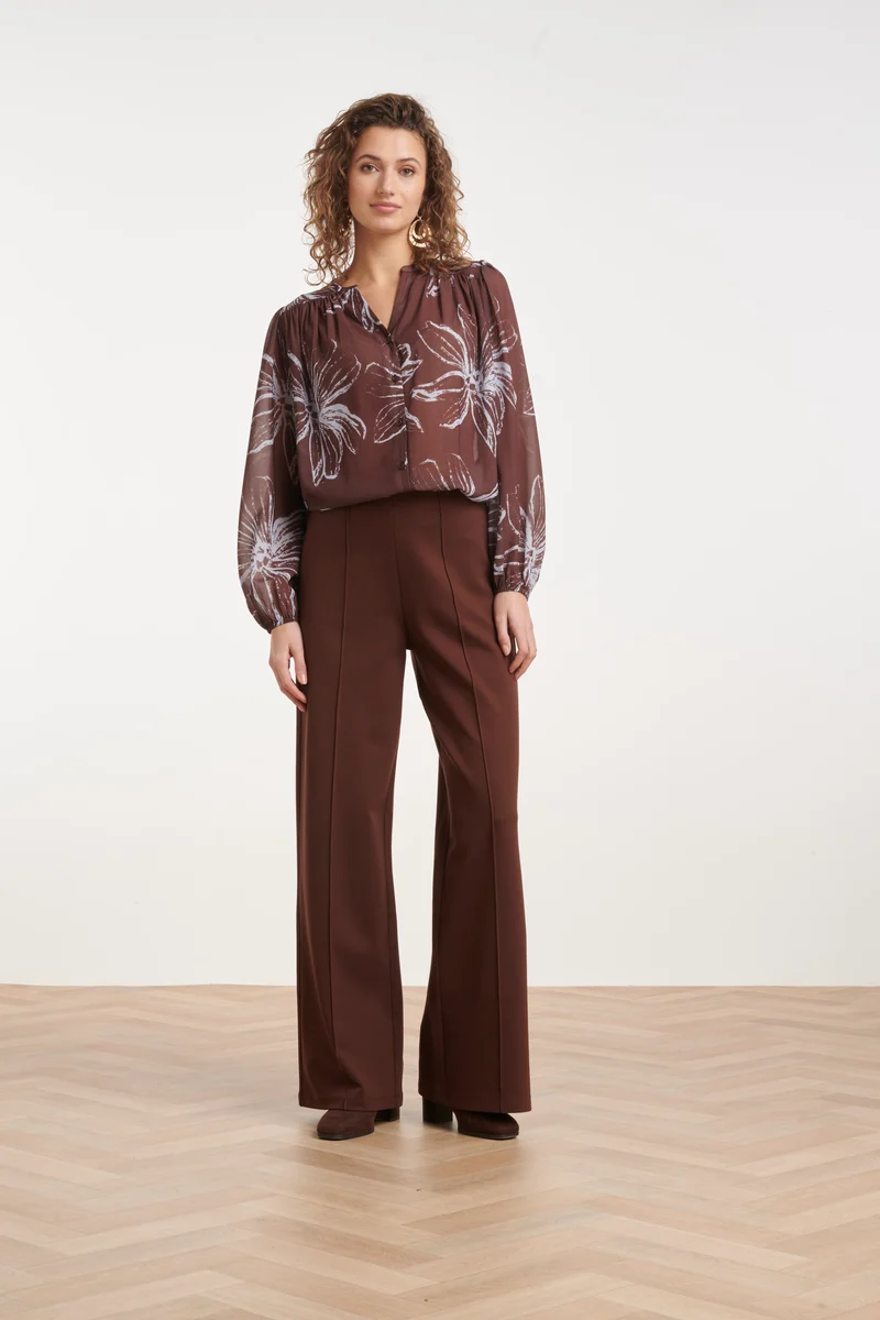 Stretch Pantalon Met Wijde Pijpen | Dark Brown