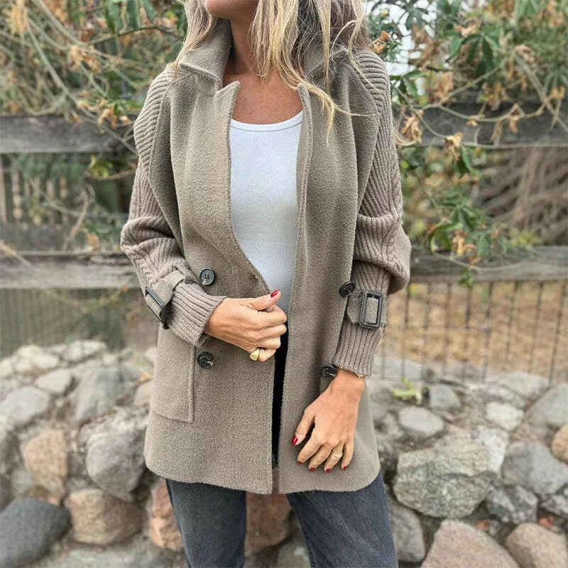 Xalviere | Isola Vest Dames — Dubbelrijig Vest met Gebreide Mouwen