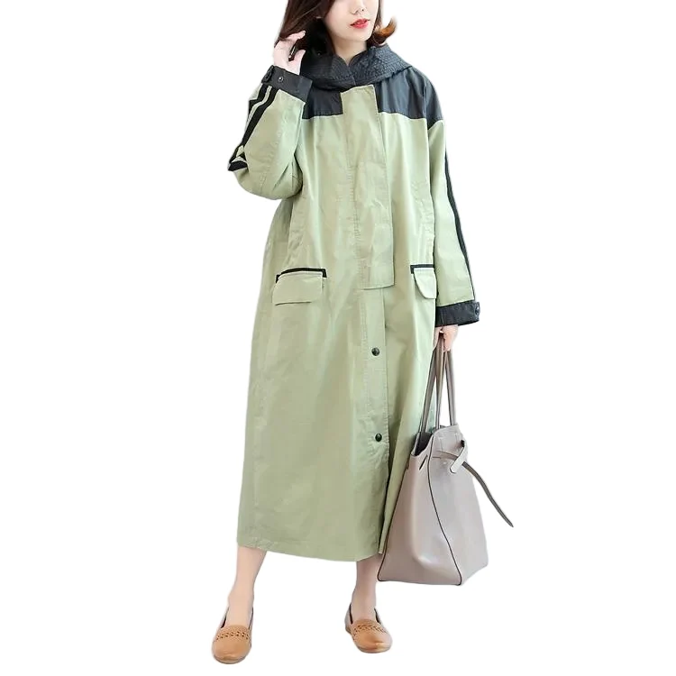 Dames Maxi Jas Patchwork Stijl Met Capuchon Plus Size