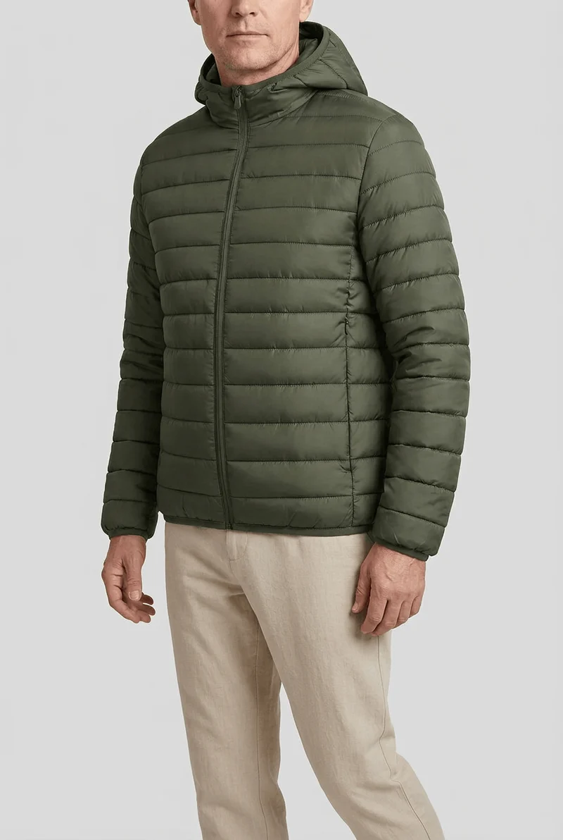 Heren Gewatteerde Puffer Jas | Capuchon & Volledige Rits