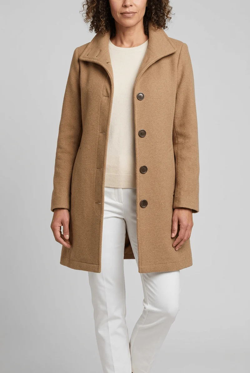 Dames Wollook Jas | Rechte Snit & Reverskraag