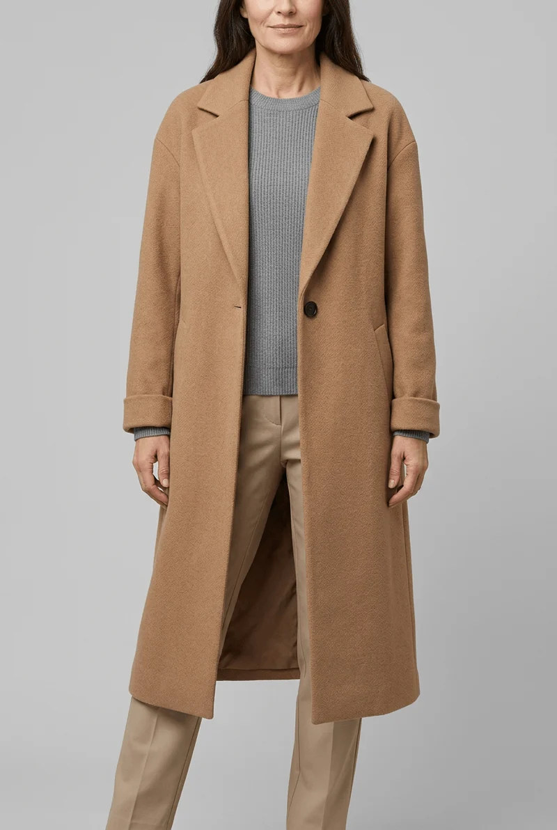Dames Oversized Lange Jas | Brede Reverskraag & Knoopsluiting