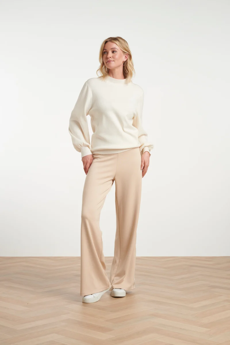 Wide Leg Broek Met Comfortabele Tailleband | Sand