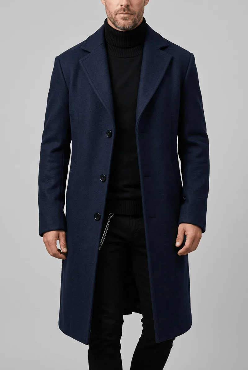 Lange Heren Jas | Getailleerd & Knoopsluiting