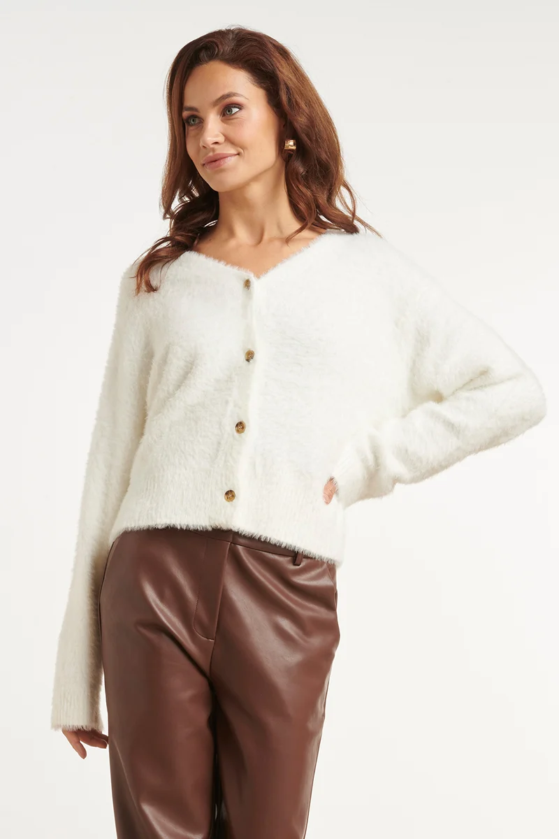 Fluffy Vest Met Sierknopen | Off White