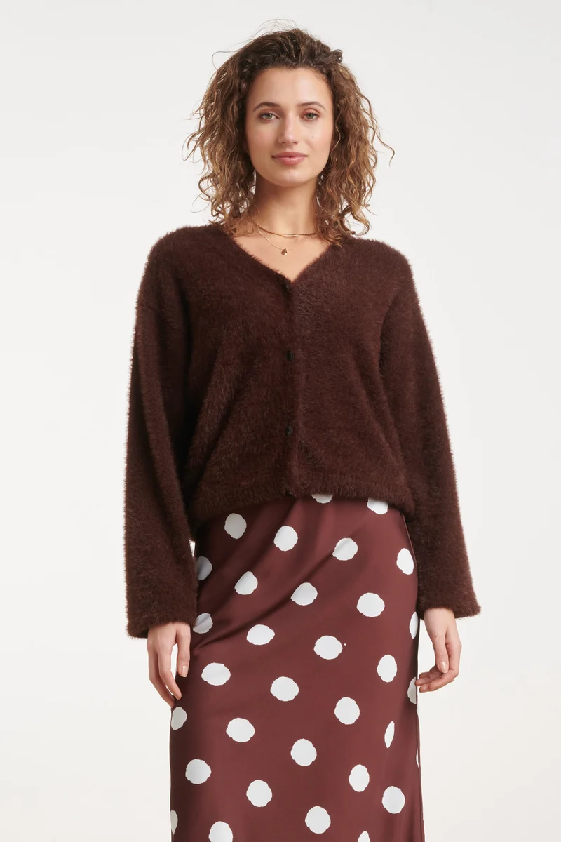 Fluffy Vest Met Sierknopen | Brown