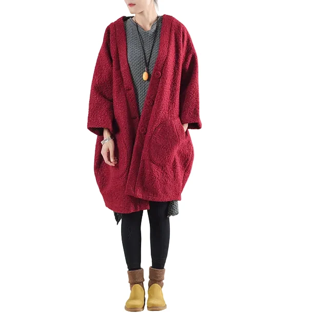 Dames Oversized Winterjas Wollook Origineel Ontwerp