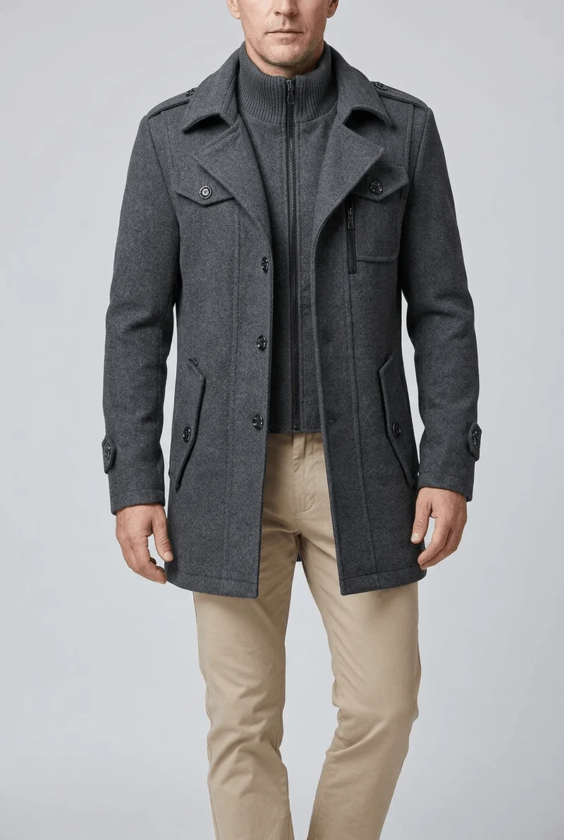Heren Winterjas | Epauletten & Klepzakken