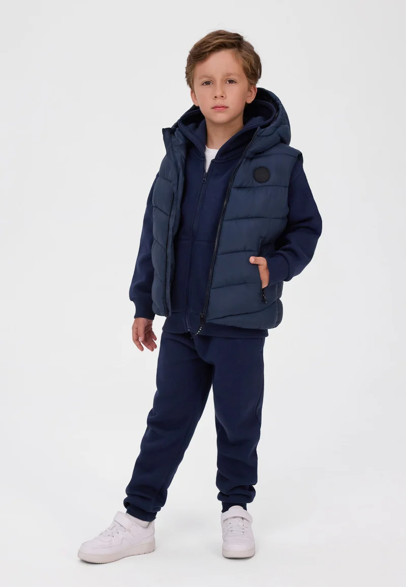 Hooded padded gilet in navy