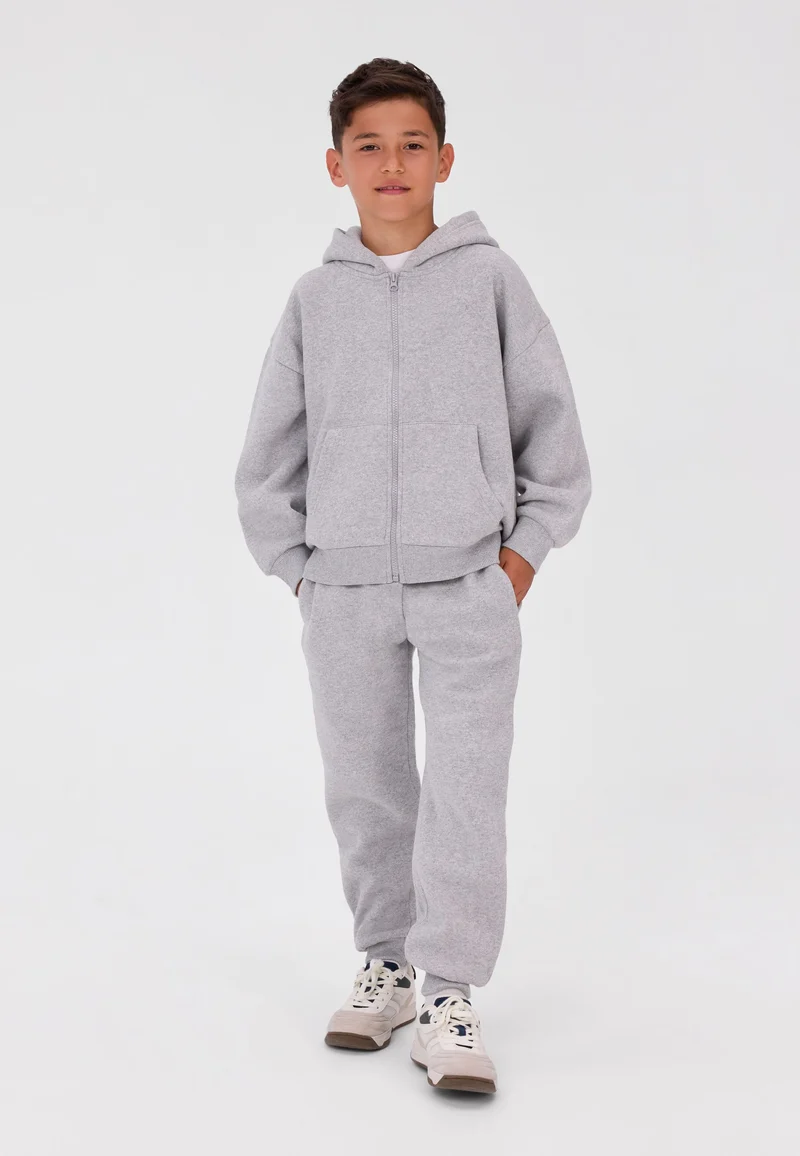 Zip-up hoodie and joggers set in light grey